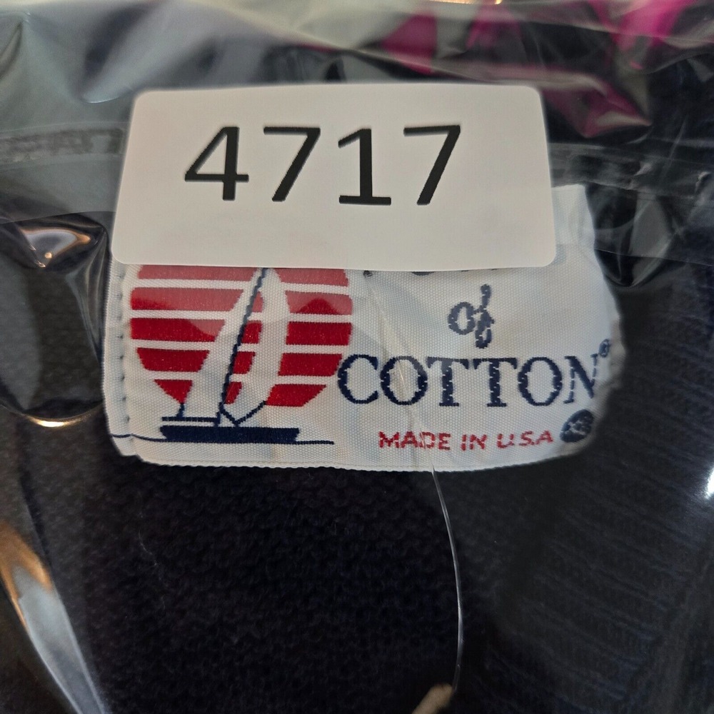 VINTAGE‎ Isle Of Cotton Mens Sweater Pullover Cotton Navy Blue V Neck USA XL NWT - Picture 7 of 7